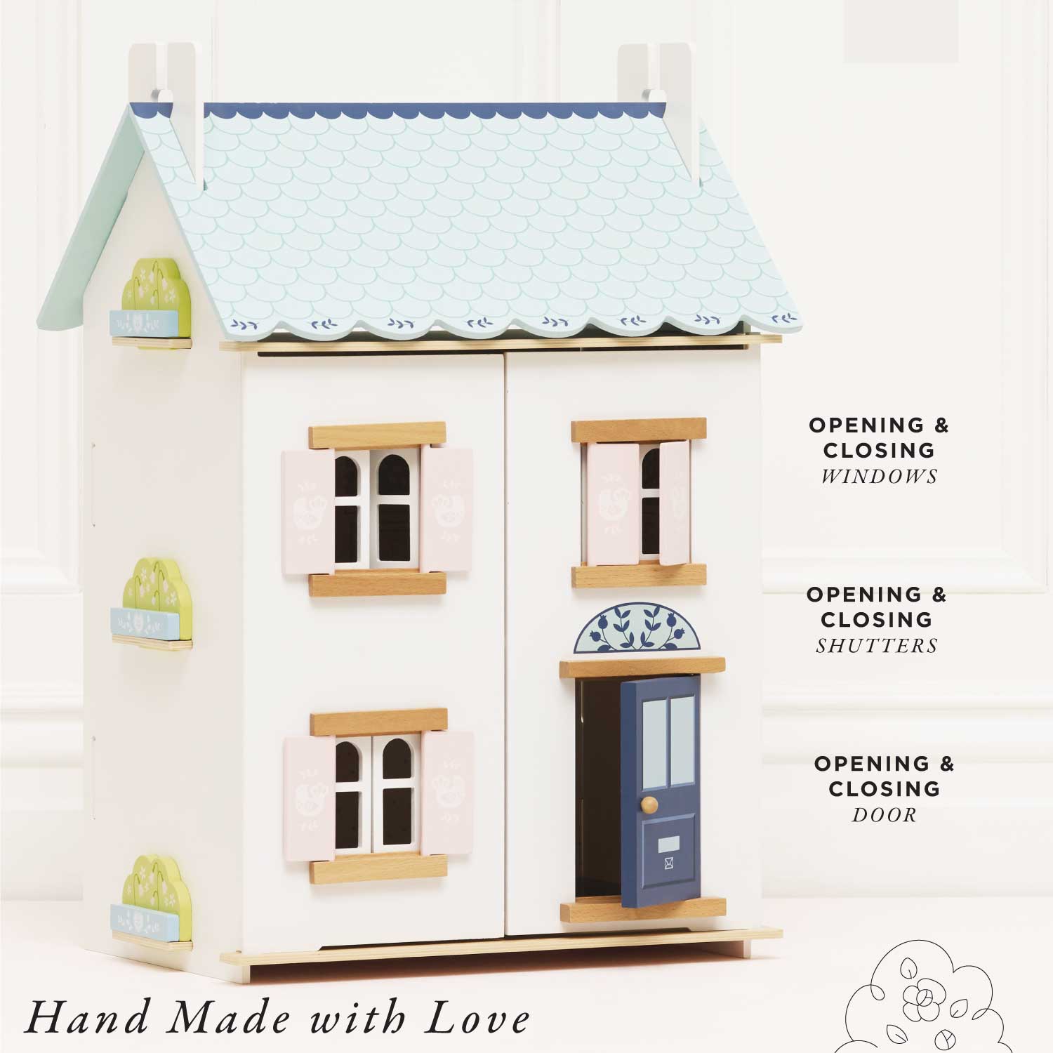 Bluebelle Cottage Style Wooden Doll House | HONEYPIEKIDS 