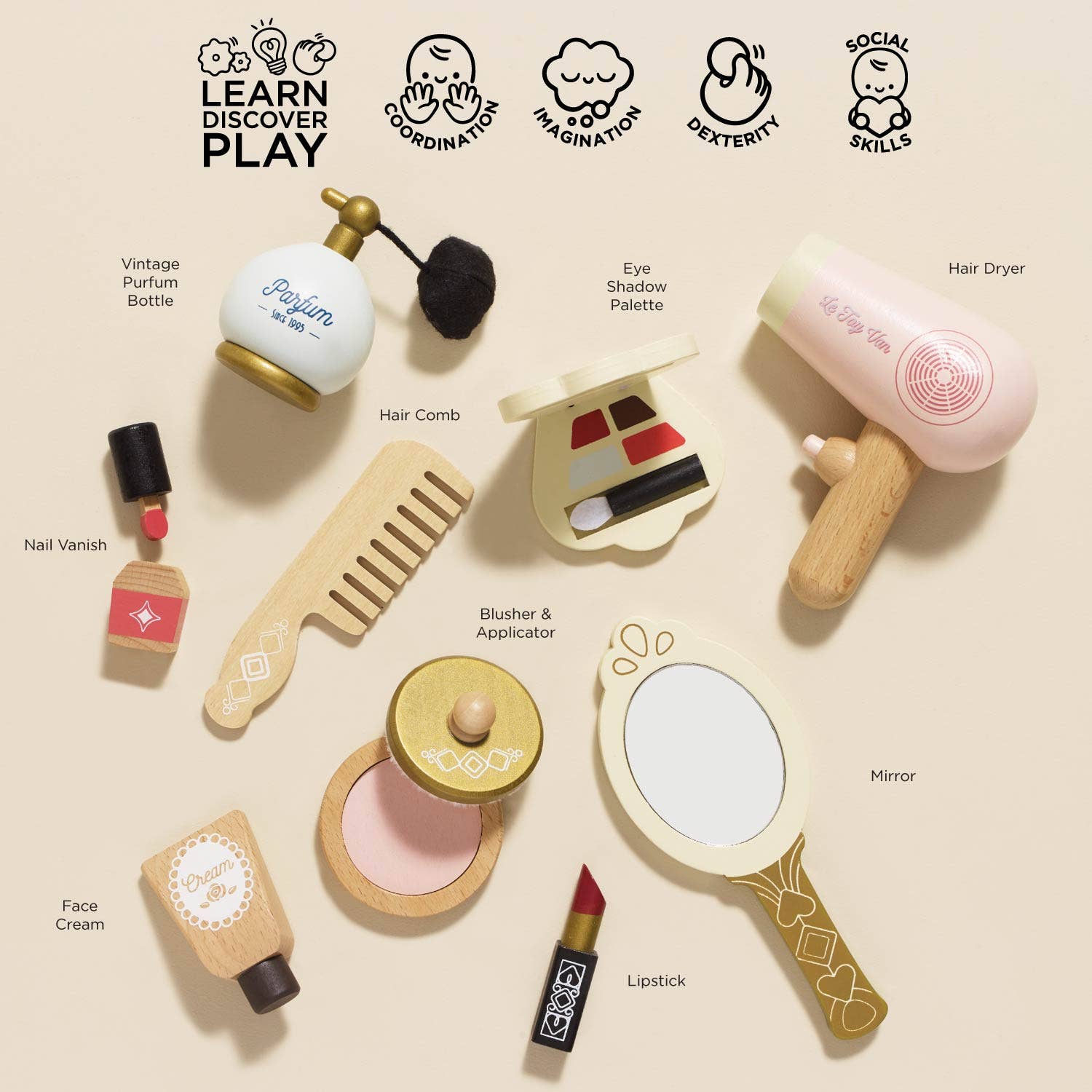Le Toy Van Wood Pretend Toy Vanity Beauty Set | HONEYPIEKIDS