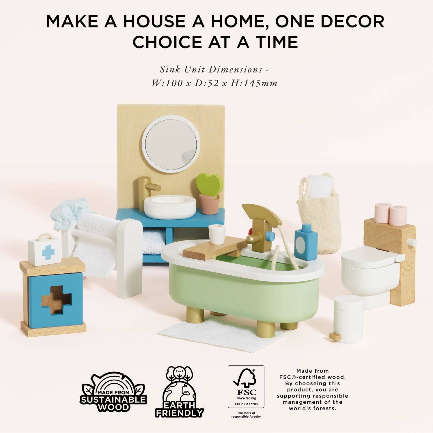 Le Toy Van Wooden Doll House Bathroom Furniture | HONEYPIEKIDS | Doll House Furniture
