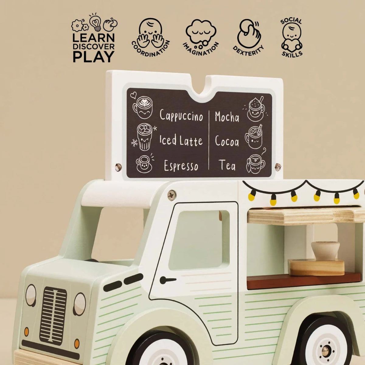 Le Toy Van Mobile Cafe Van Wooden Toy | HONEYPIEKIDS | Sustainable FSC®-certified wood toy