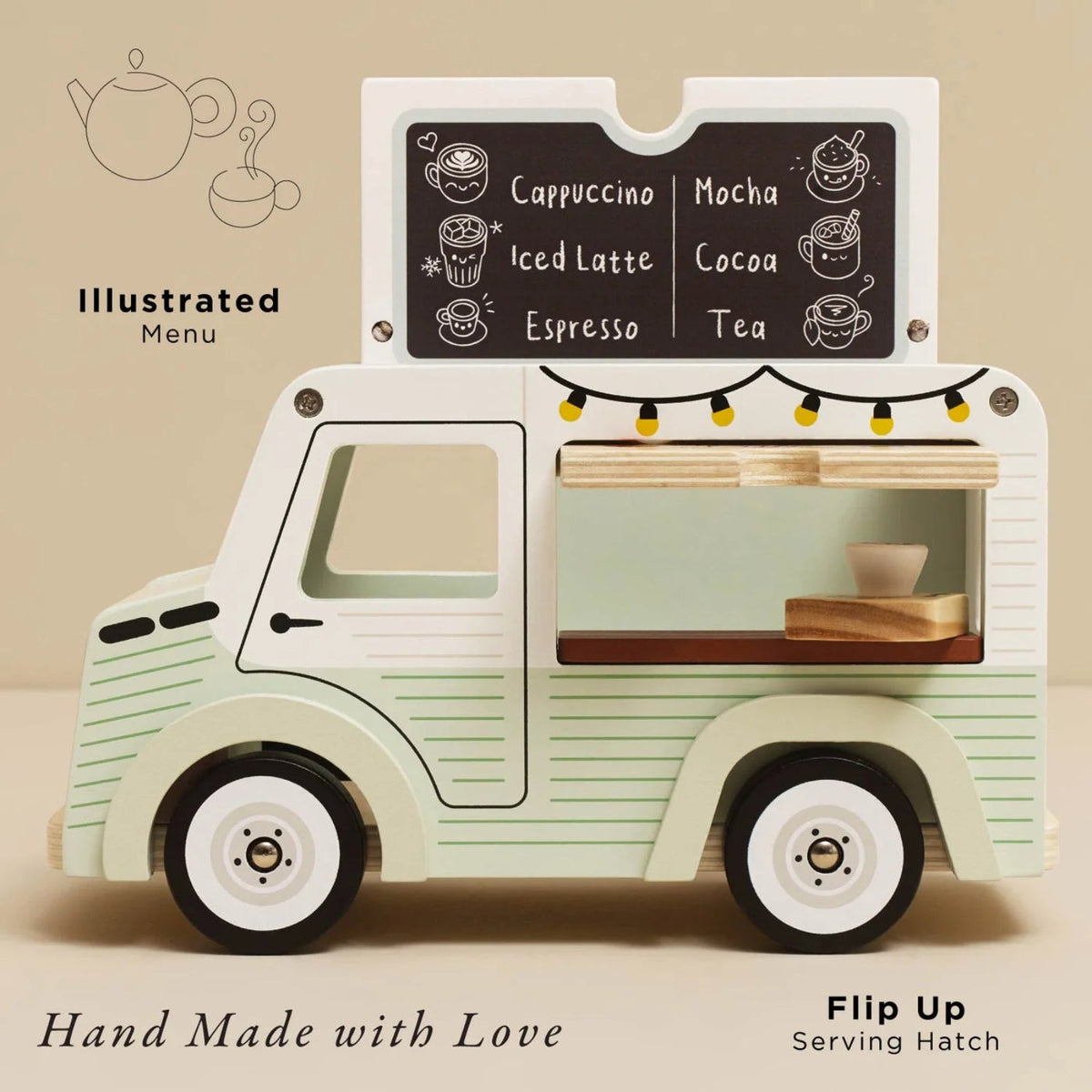 Le Toy Van Mobile Cafe Van Wooden Toy | HONEYPIEKIDS | Sustainable FSC®-certified wood toy