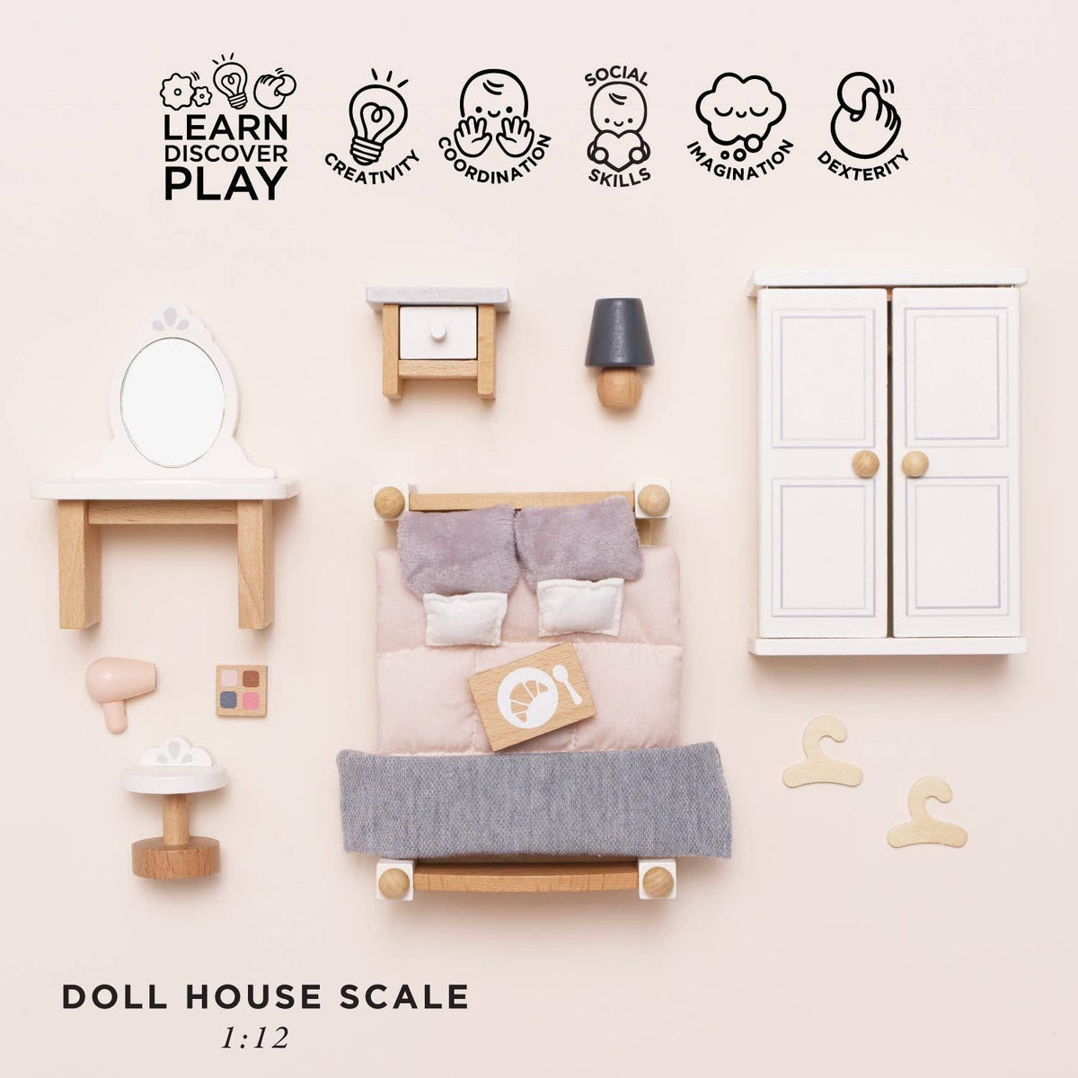 Le Toy Van Wooden Dollhouse Furniture Set - BEDROOM | HONEYPIEKIDS 