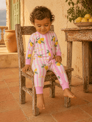 Lemon Amore Baby Girls 2-Way Zip Romper  | HONEYPIEKIDS