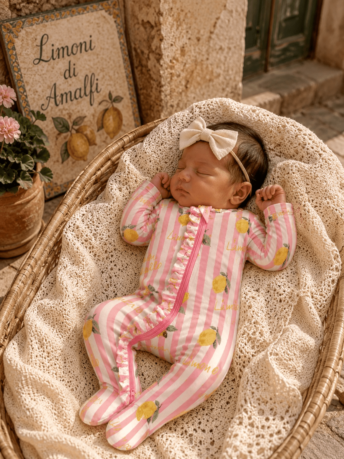 Lemon Amore Baby Girls 2-Way Zip Ruffle Bamboo Footie Sleeper | HONEYPIEKIDS 