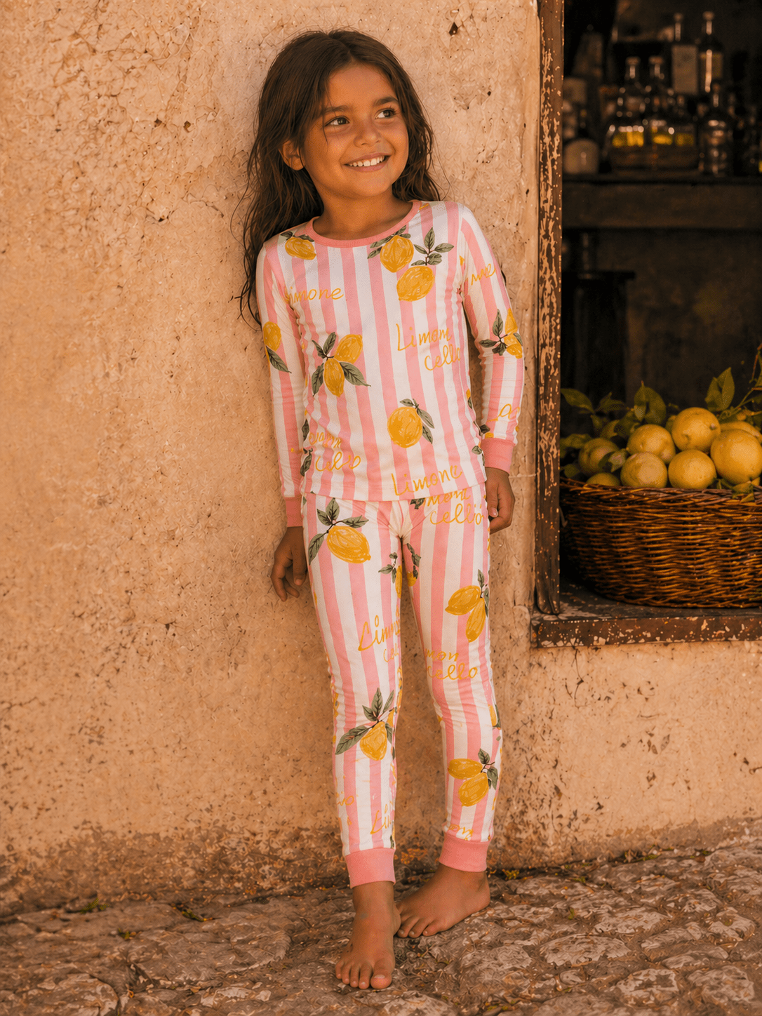 Lemon Amore Girls L/S 2-Piece Pajama Set | HONEYPIEKIDS