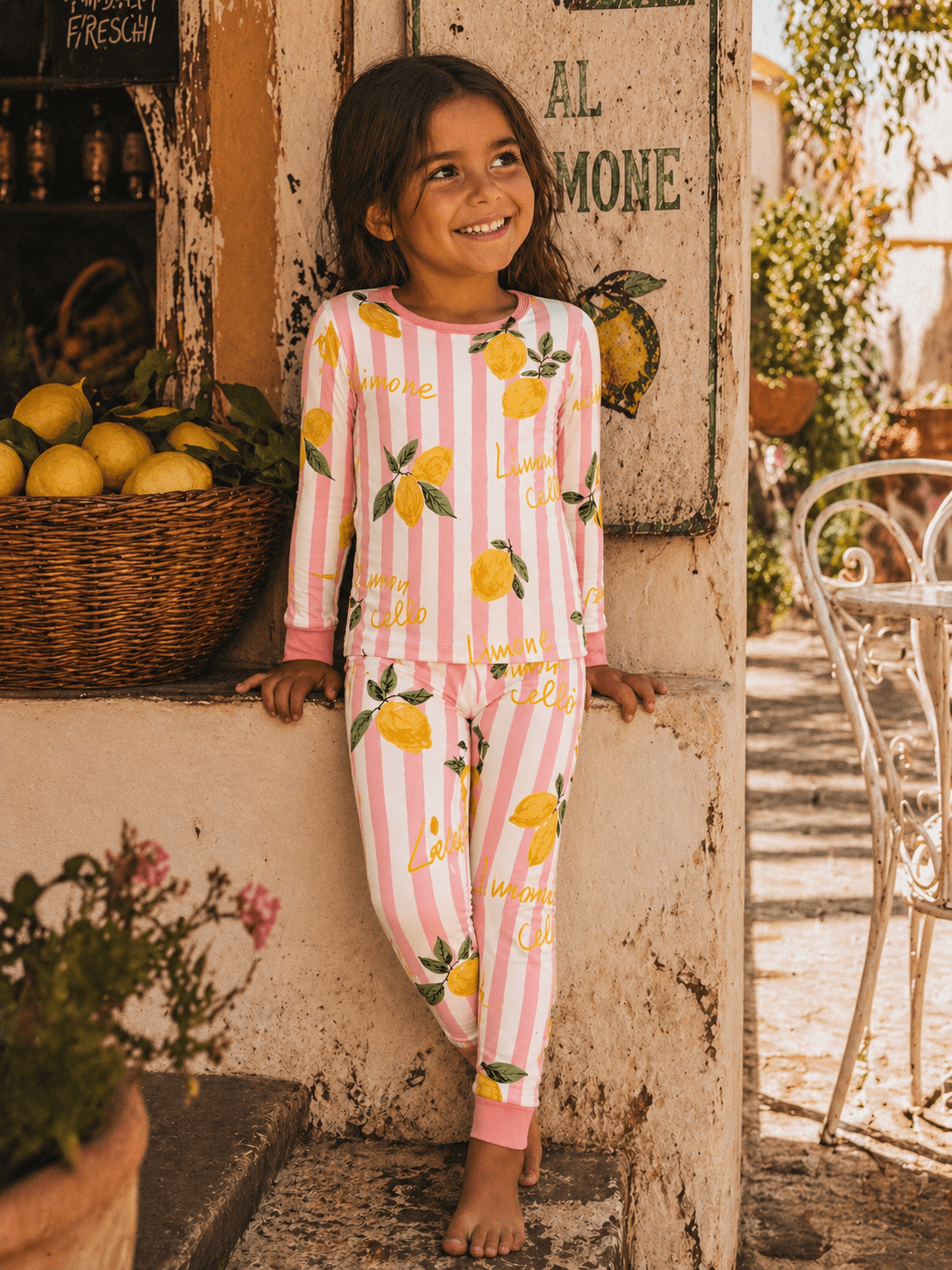 Lemon Amore Girls L/S 2-Piece Pajama Set | HONEYPIEKIDS