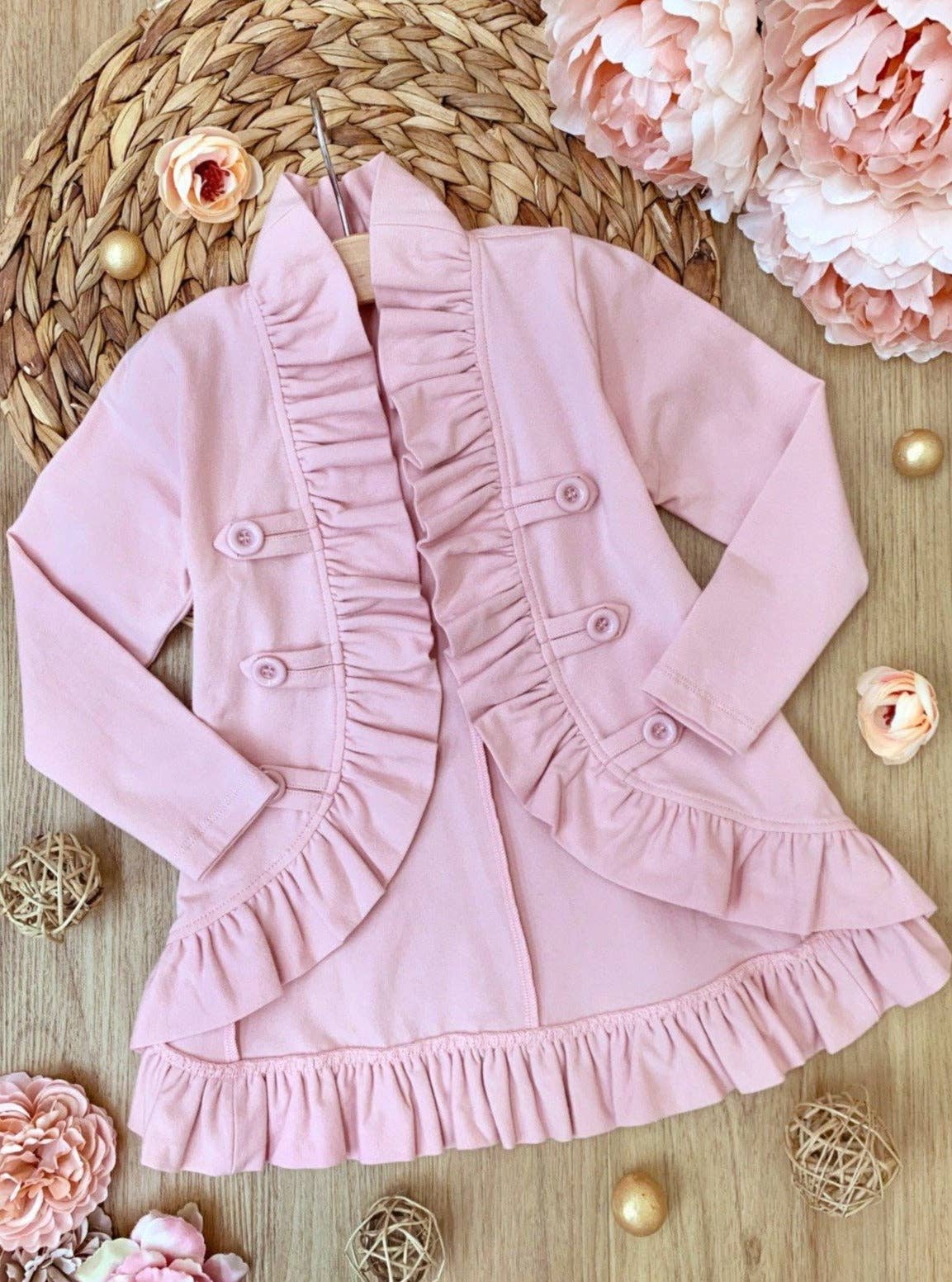 Little Girls Bestie Blazer Ruffle Cardigan | HONEYPIEKIDS 