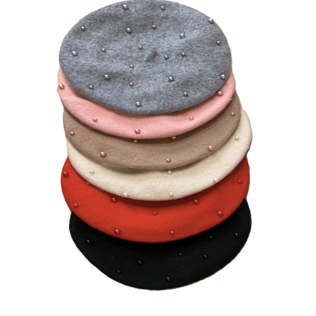 Little Girls French Style Pearled Beret Hats - Several Color Choices | HONEYPIEKIDS 
