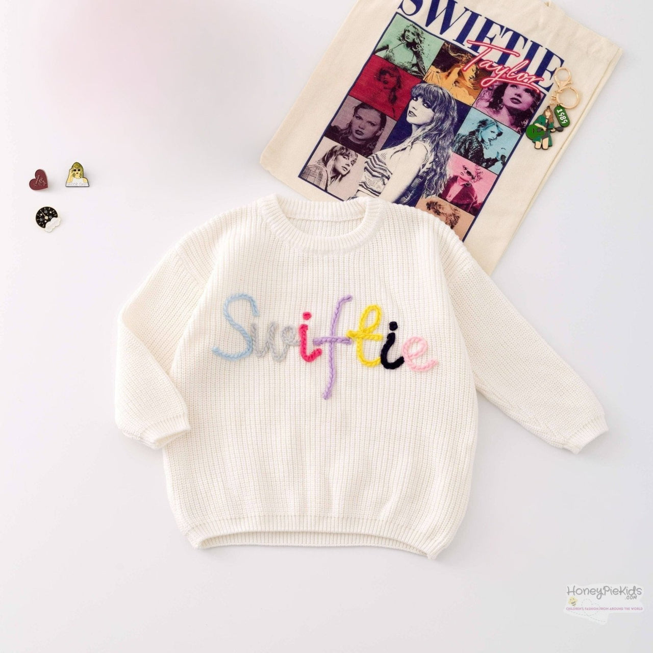 Little Trendy Swiftie Embroidered Knit Sweater | HONEYPIEKIDS 