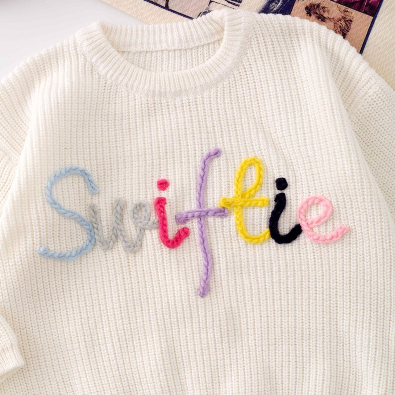 Little Trendy Swiftie Embroidered Knit Sweater | HONEYPIEKIDS 