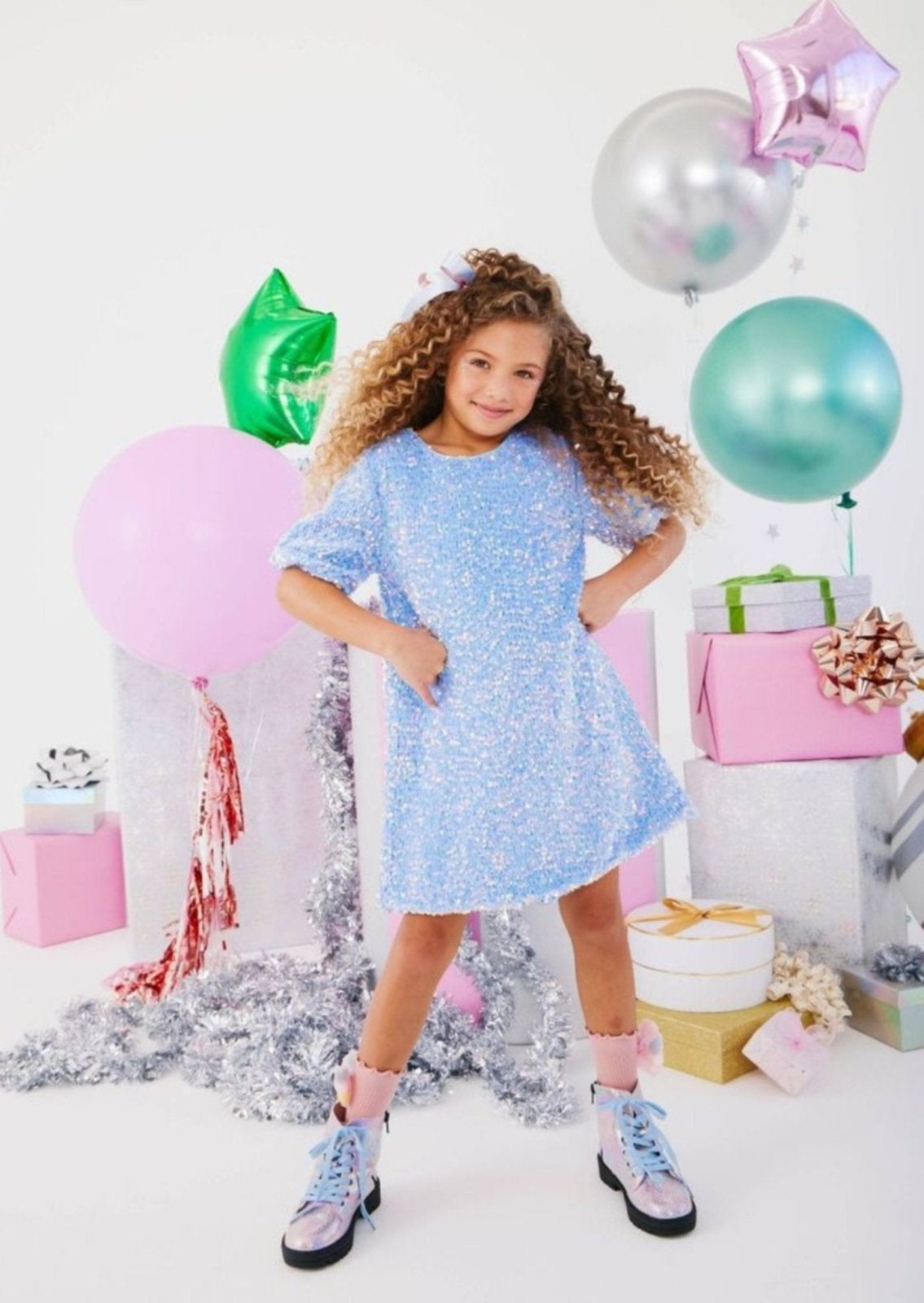 lola and the boys christmas tree dress Lola + The Boys Christmas Starry Tulle Dress, 6 / Green