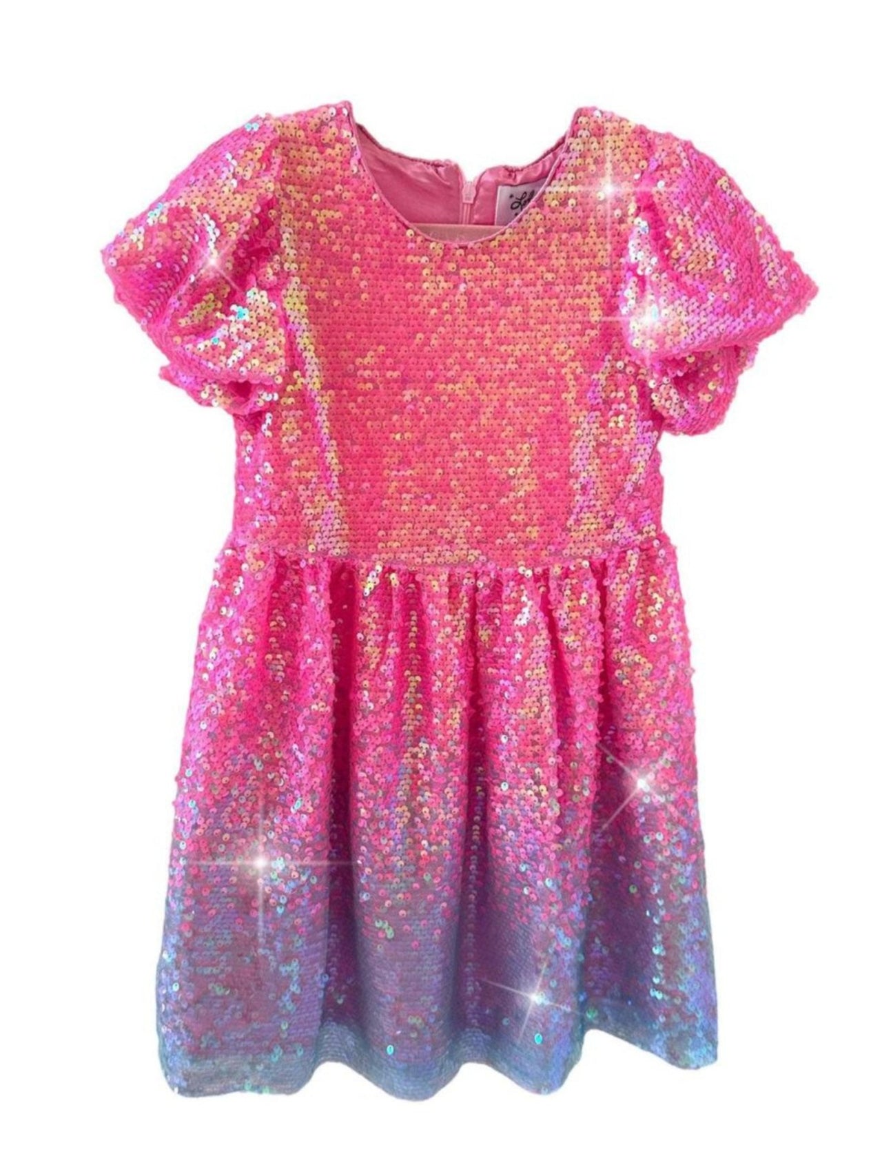 Lola and The Boys Bubblegum Pink Shimmer Sequin Dress | HONEYPIEKIDS 