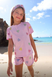 Lola and The Boys Girls Crystal Hearts Shorts Set - PINK | HONEYPIEKIDS 