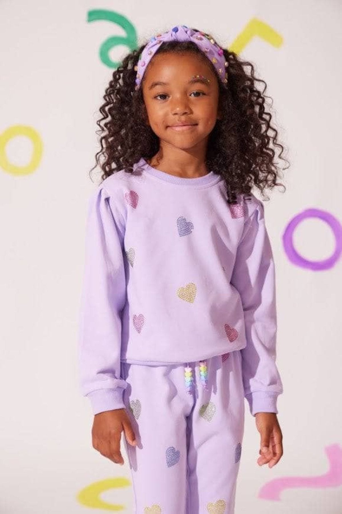 Lola and The Boys Girls Lavender Crystal Hearts Set | HONEYPIEKIDS
