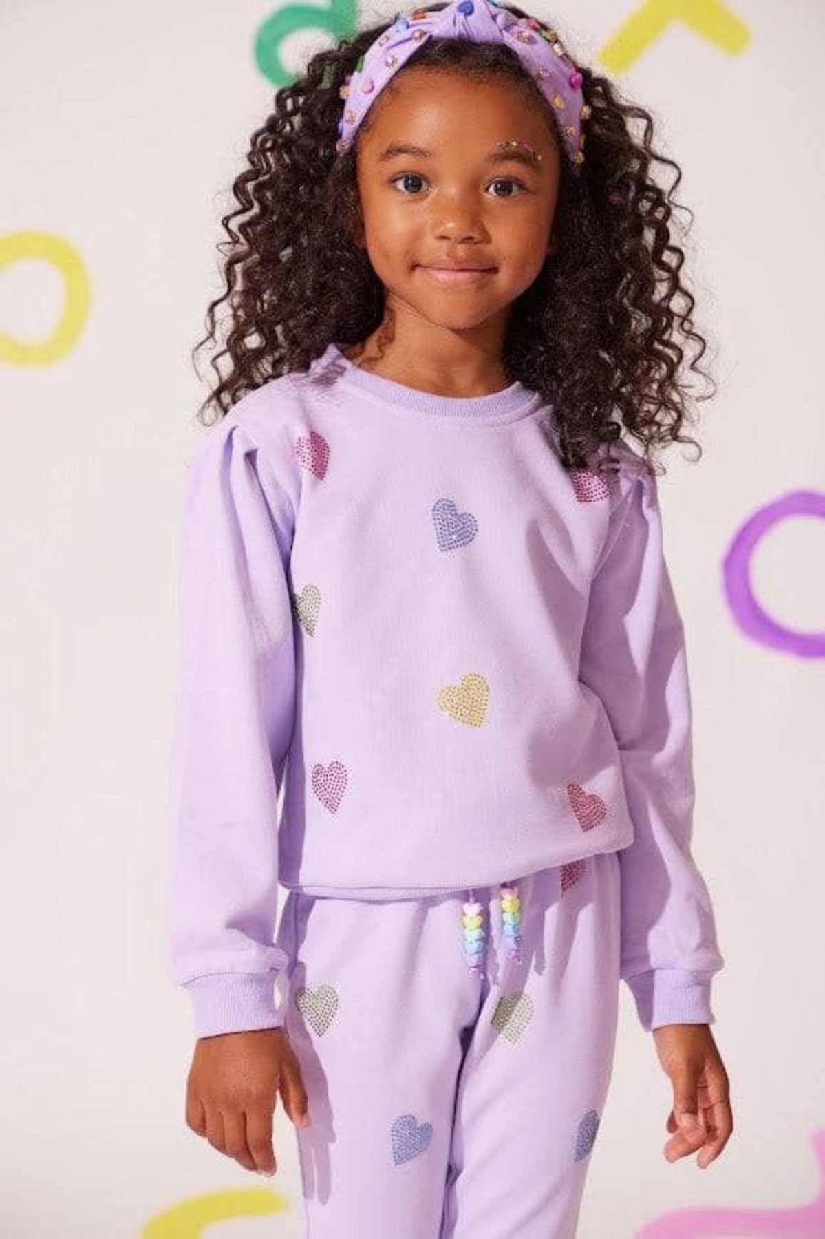 Lola and The Boys Girls Lavender Crystal Hearts Set | HONEYPIEKIDS