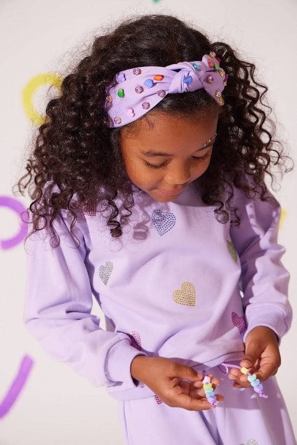Lola and The Boys Girls Lavender Crystal Hearts Set | HONEYPIEKIDS