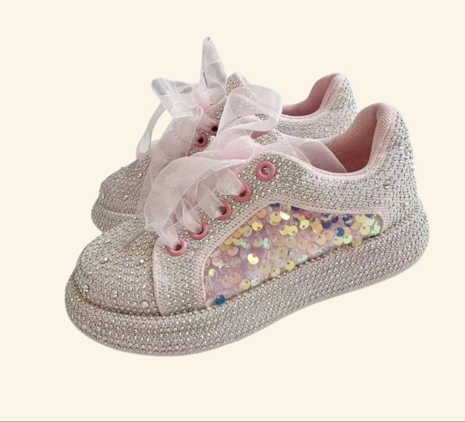 Lola and The Boys Girls Pink Sequin Shimmer Sneakers | HONEYPIEKIDS 
