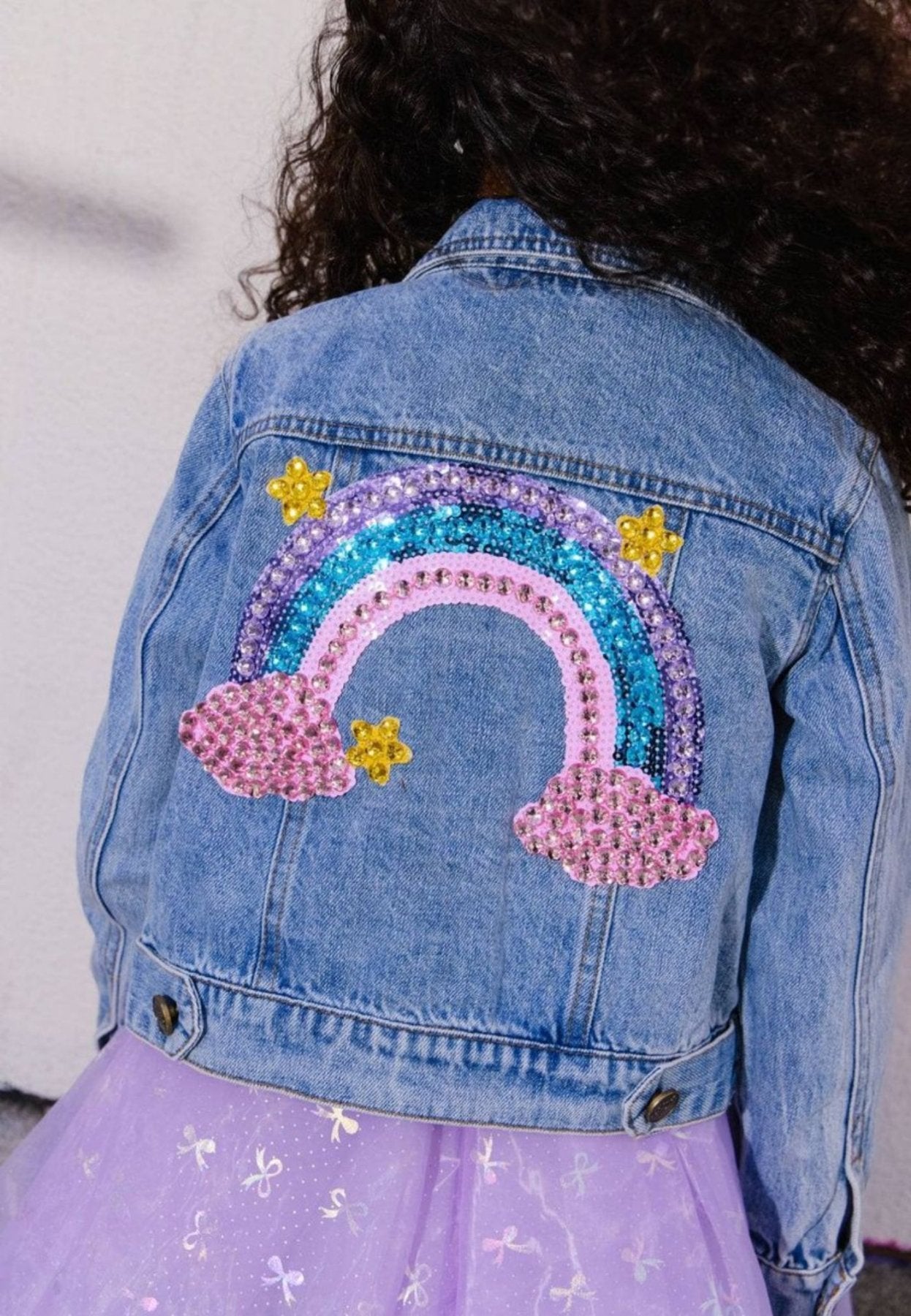 Lola and The Boys Pastel Rainbow Gems Denim Jacket | HONEYPIEKIDS
