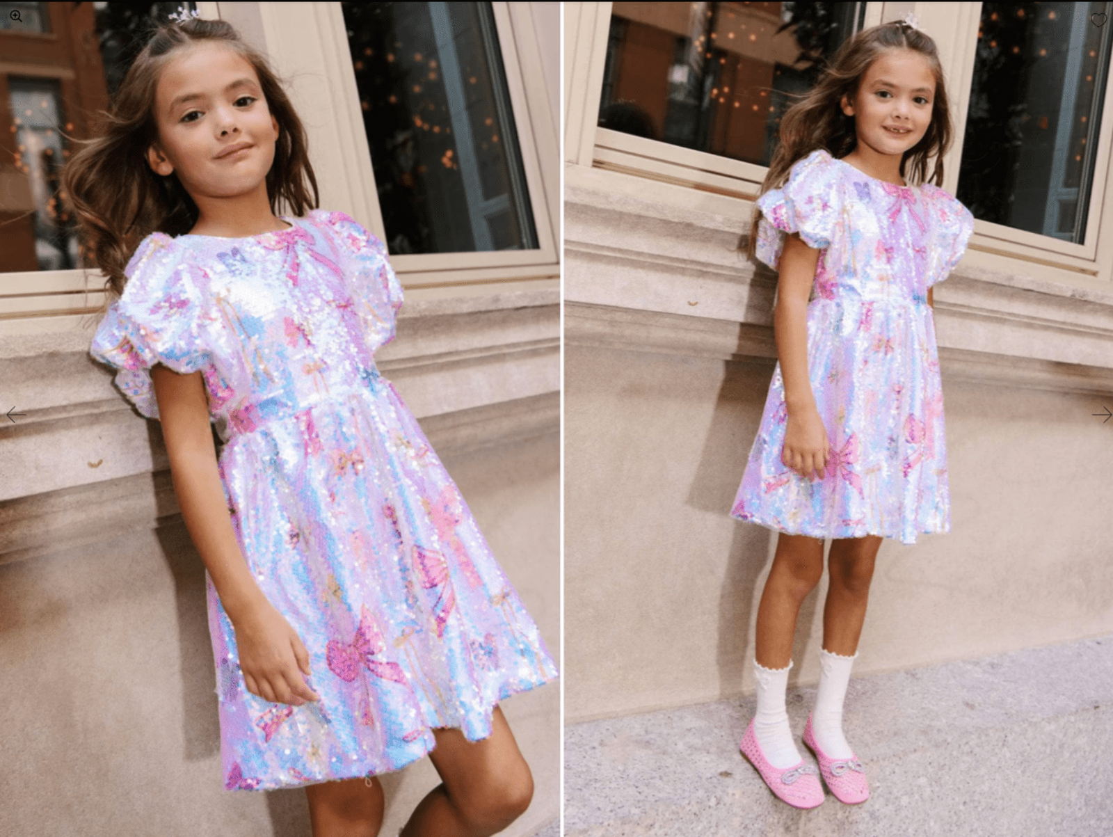 Lola and The Boys PRETTY BOWS Iridescent Sequin Dress | HONEYPIEKIDS 