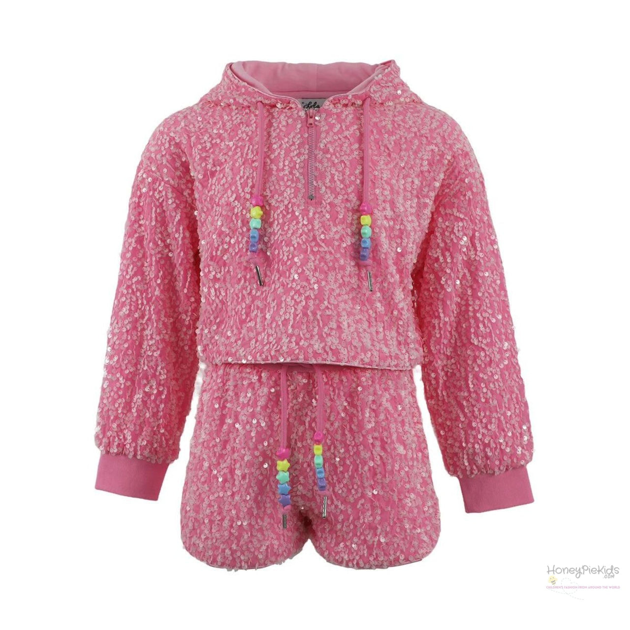 Lola and The Boys Pretty in Pink Sequin Shorts Set | HONEYPIEKIDS 