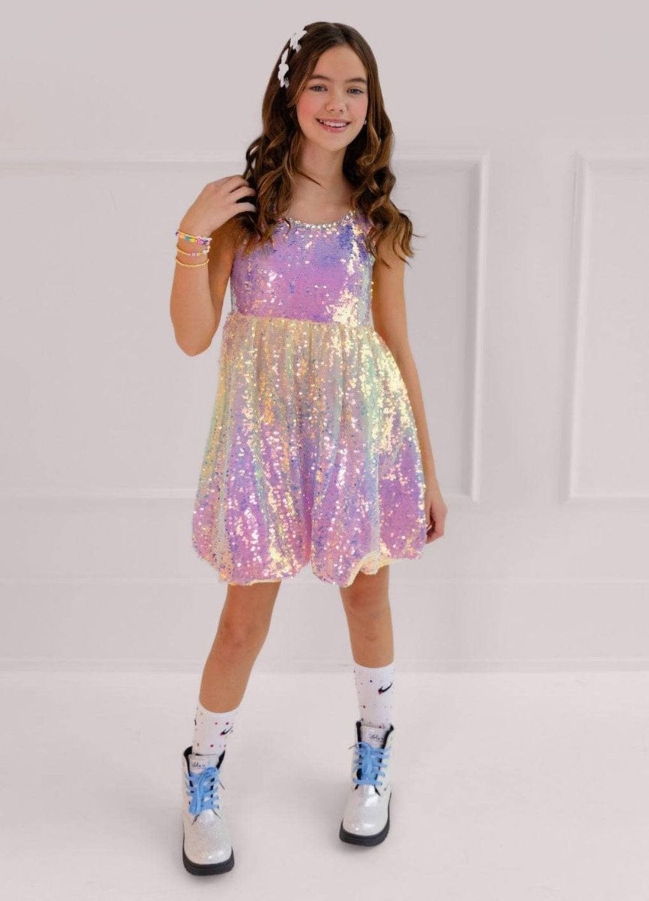 Lola and The Boys Sparkle Ombre Rainbow Dress | HONEYPIEKIDS 