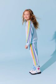 Lola + The Boys Girls Blue Rainbow Sequin Lounge Set | HONEYPIEKIDS 