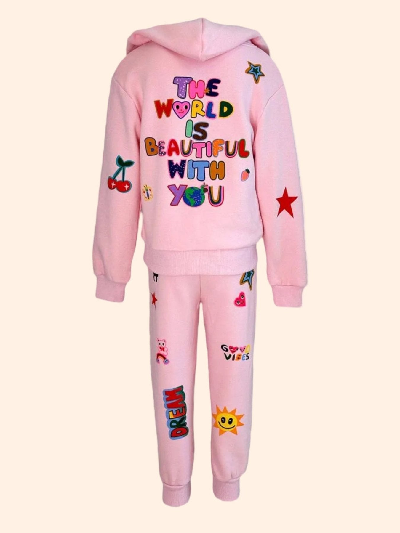 Lola + The Boys Girls Pink Doodle Art Lounge Set | HONEYPIEKIDS 