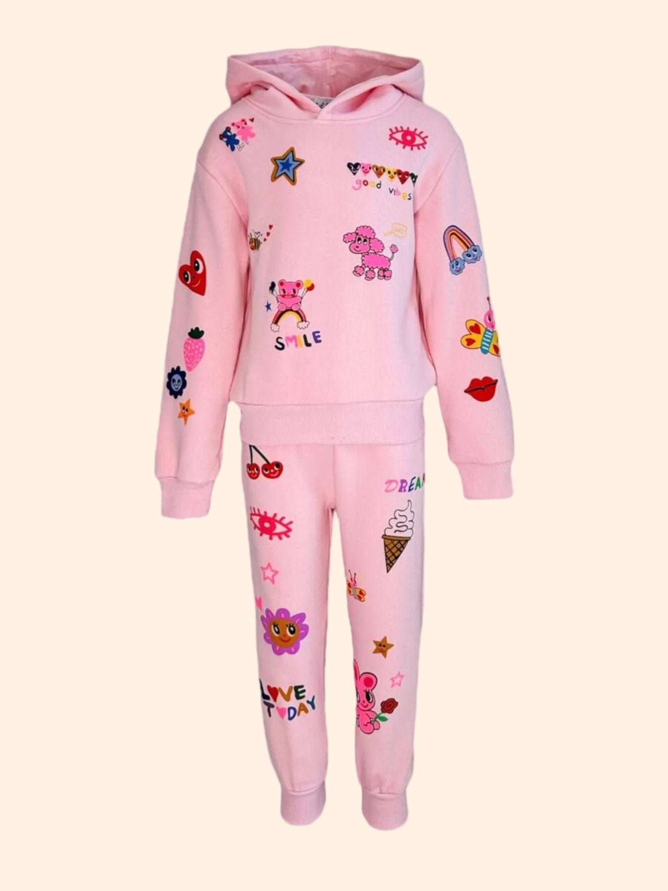 Lola + The Boys Girls Pink Doodle Art Lounge Set | HONEYPIEKIDS 