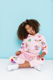 Lola + The Boys Girls Pink Doodle Art Lounge Set | HONEYPIEKIDS 