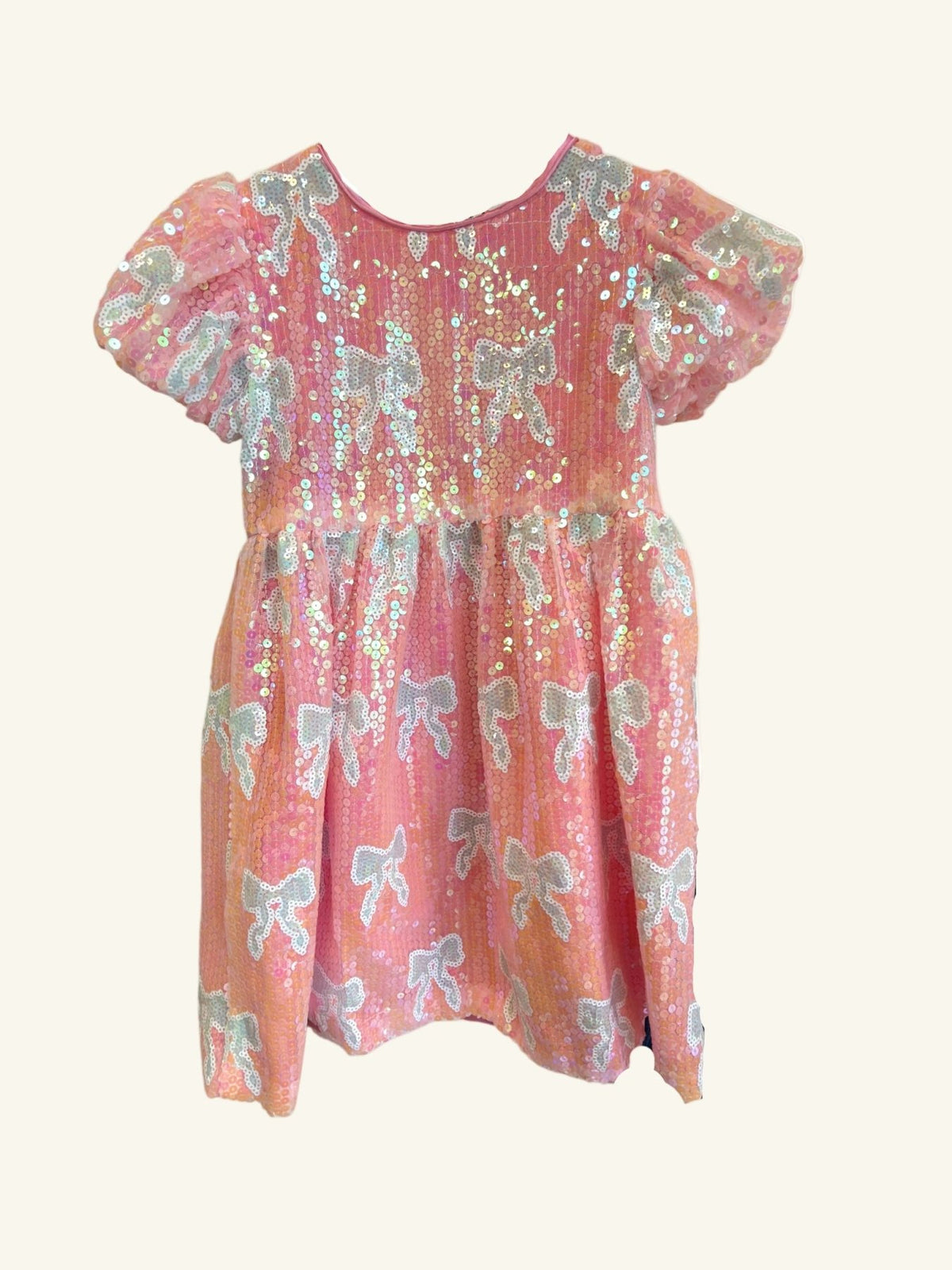 Lola and the Boys Pink Bow Sequin Dress | HONEYPIEKIDS.COM