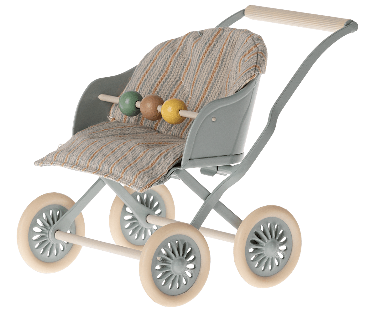 Maileg Baby Mouse Stroller - Blue — main view