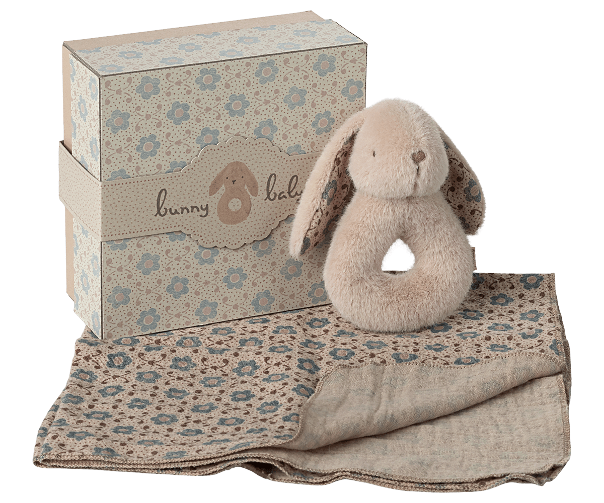 Maileg Bunny Rattle Set - Powder | HONEYPIEKIDS 
