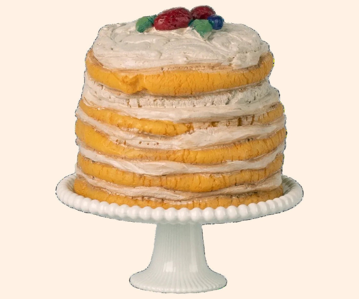 Maileg Party Cake and Cake Stand, Mouse - Off White | HONEYPIEKIDS
