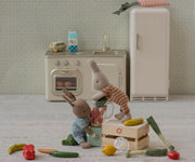 Maileg Rabbit, Micro - Brown - Blue Knitted Suit — alternate view