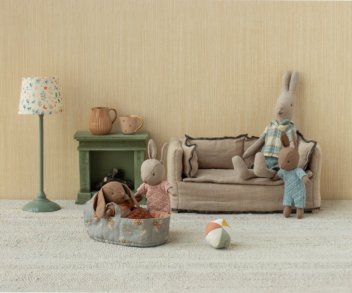 Maileg Rabbit, Micro - Sand - Rose Knitted Suit — alternate view