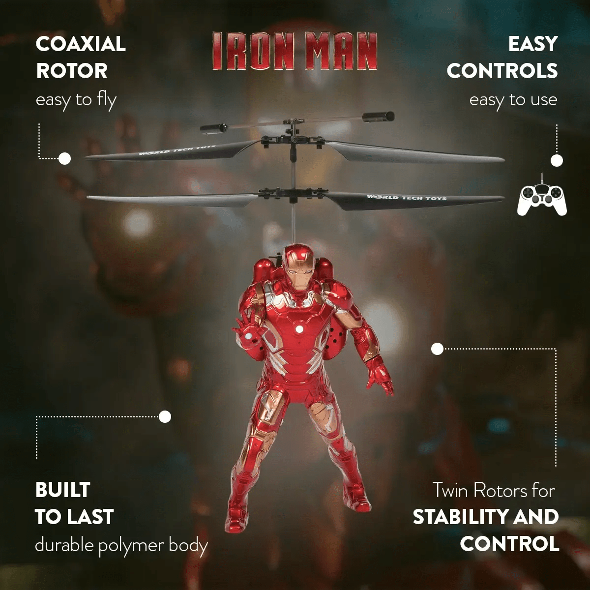 Marvel Avengers Iron Man Flying Figure IR Helicopter – World Tech Toys | HONEYPIEKIDS