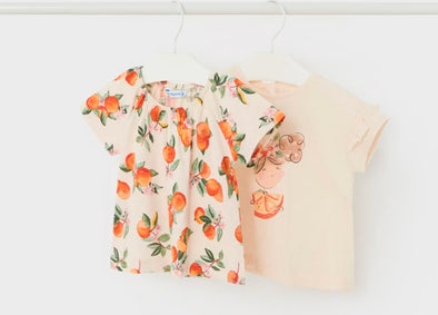 Mayoral Baby and Toddler Girls Oranges Two Shirt Sets | HONEYPIEKIDS