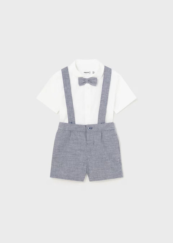 Mayoral Baby & Toddler Boys 3 Pc Suspender Shorts and Bow Tie Shirt Set | HONEYPIEKIDS