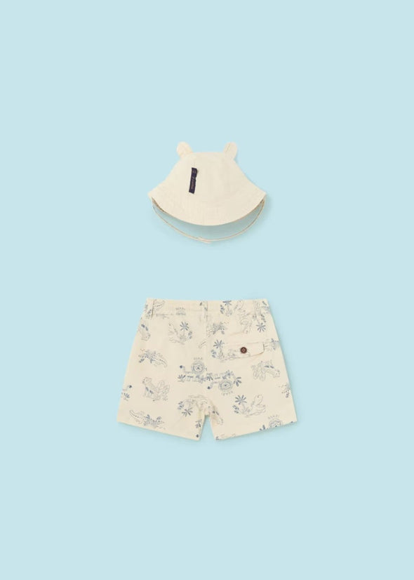 Mayoral Baby & Toddler Boys Cream Jungle Animal Shorts and Hat  | HONEYPIEKIDS
