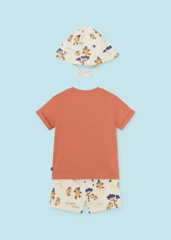 Mayoral Baby & Toddler Boys Monkeys 3 Piece Shirt, Shorts and Hat Set | HONEYPIEKIDS