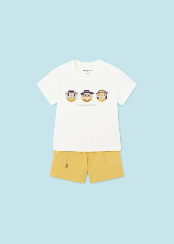 Mayoral Baby & Toddler Boys Safari Monkeys Shirt and Short Set | HONEYPIEKIDS