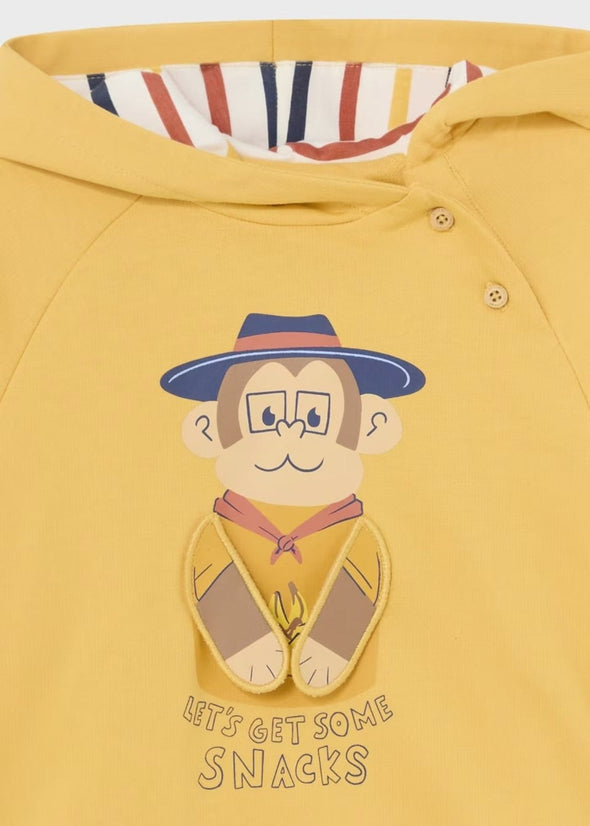 Mayoral Baby & Toddler Boys Yellow Hooded Monkey Sweatshirt | HONEYPIEKIDS