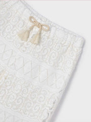 Mayoral Girls Off White Crochet and Lace Top and Capri Pant Set | HONEYPIEKIDS 
