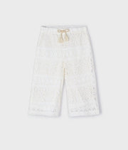 Mayoral Girls Off White Crochet and Lace Top and Capri Pant Set | HONEYPIEKIDS 