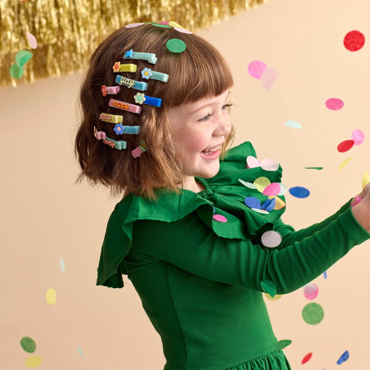 Meri Meri Happy Birthday Enamel Hair Clips - Set of 6 Clips | HONEYPIEKIDS 