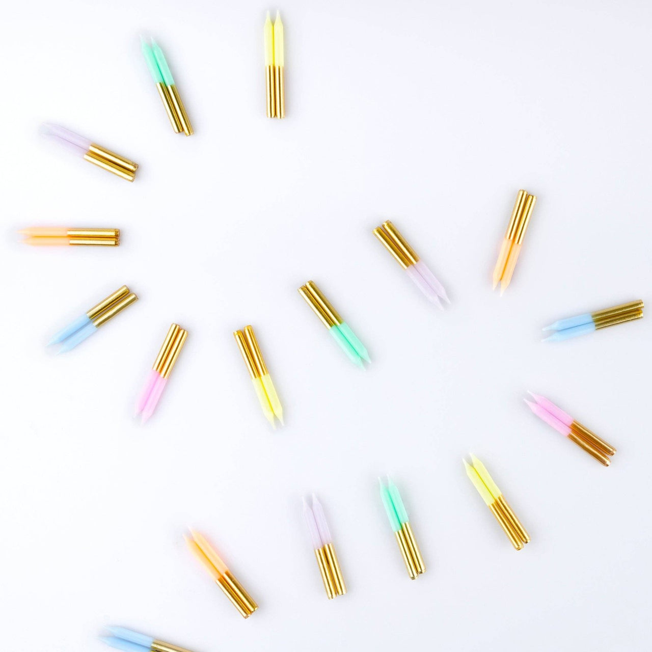 Meri Meri Gold Dipped Pastel Mini Candles - Set of 50 | HONEYPIEKIDS 