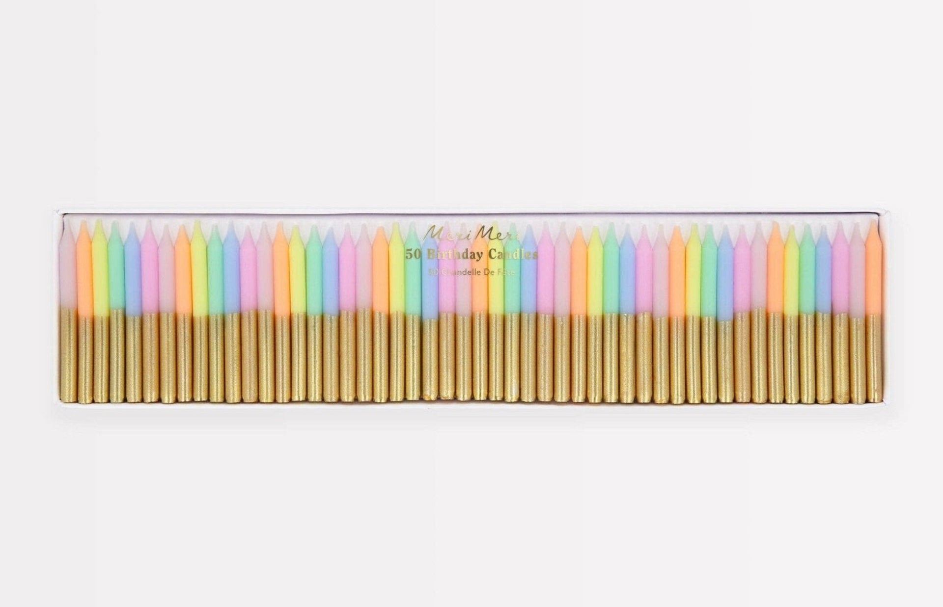 Meri Meri Gold Dipped Pastel Mini Candles - Set of 50 | HONEYPIEKIDS 