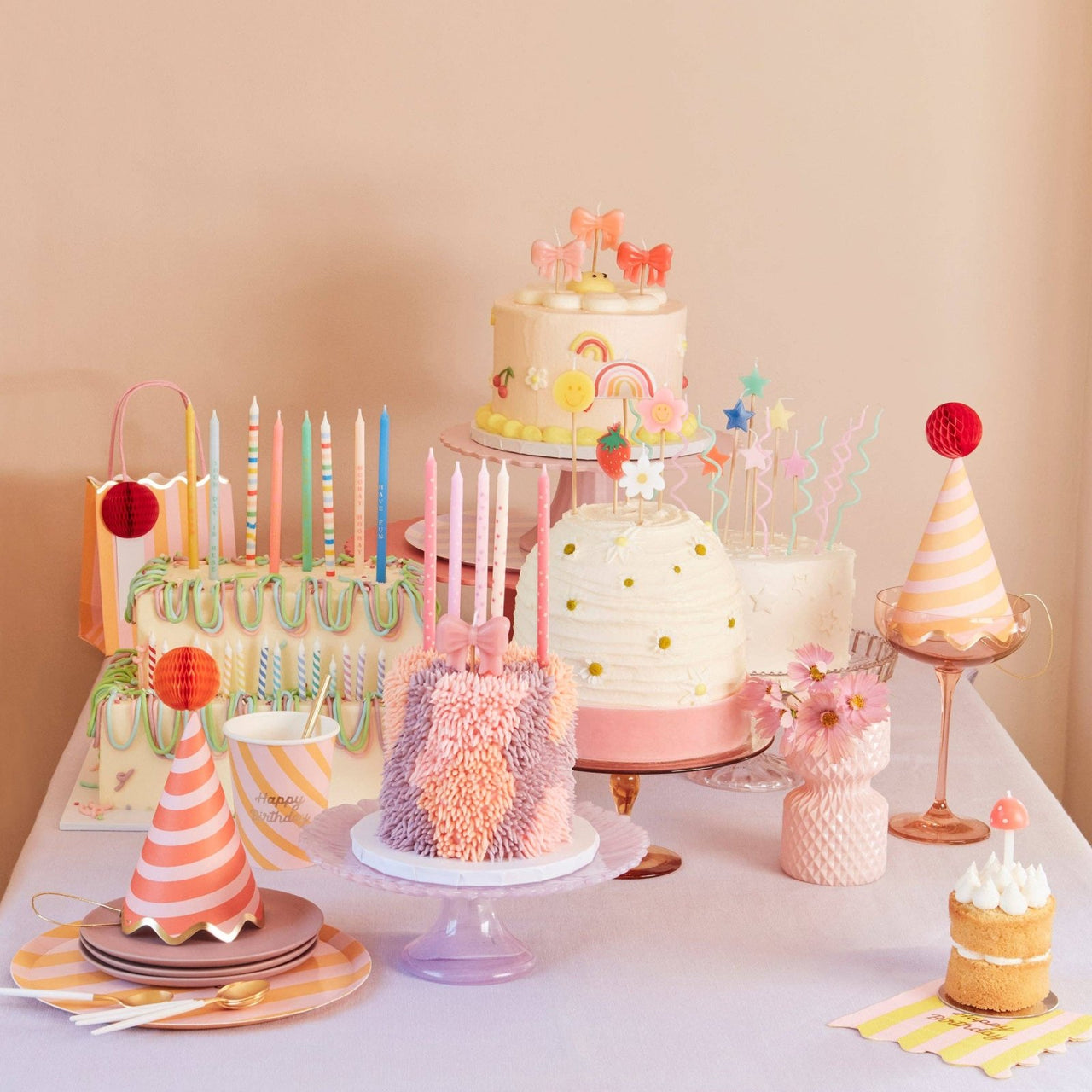 Meri Meri Pink Stars Candles - Set of 16 | HONEYPIEKIDS 