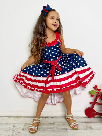 Mia Belle Girls Baby You're A Firework Hi-Lo Dress | HONEYPIEKIDS | Kids Fourth of July Kids Dresses