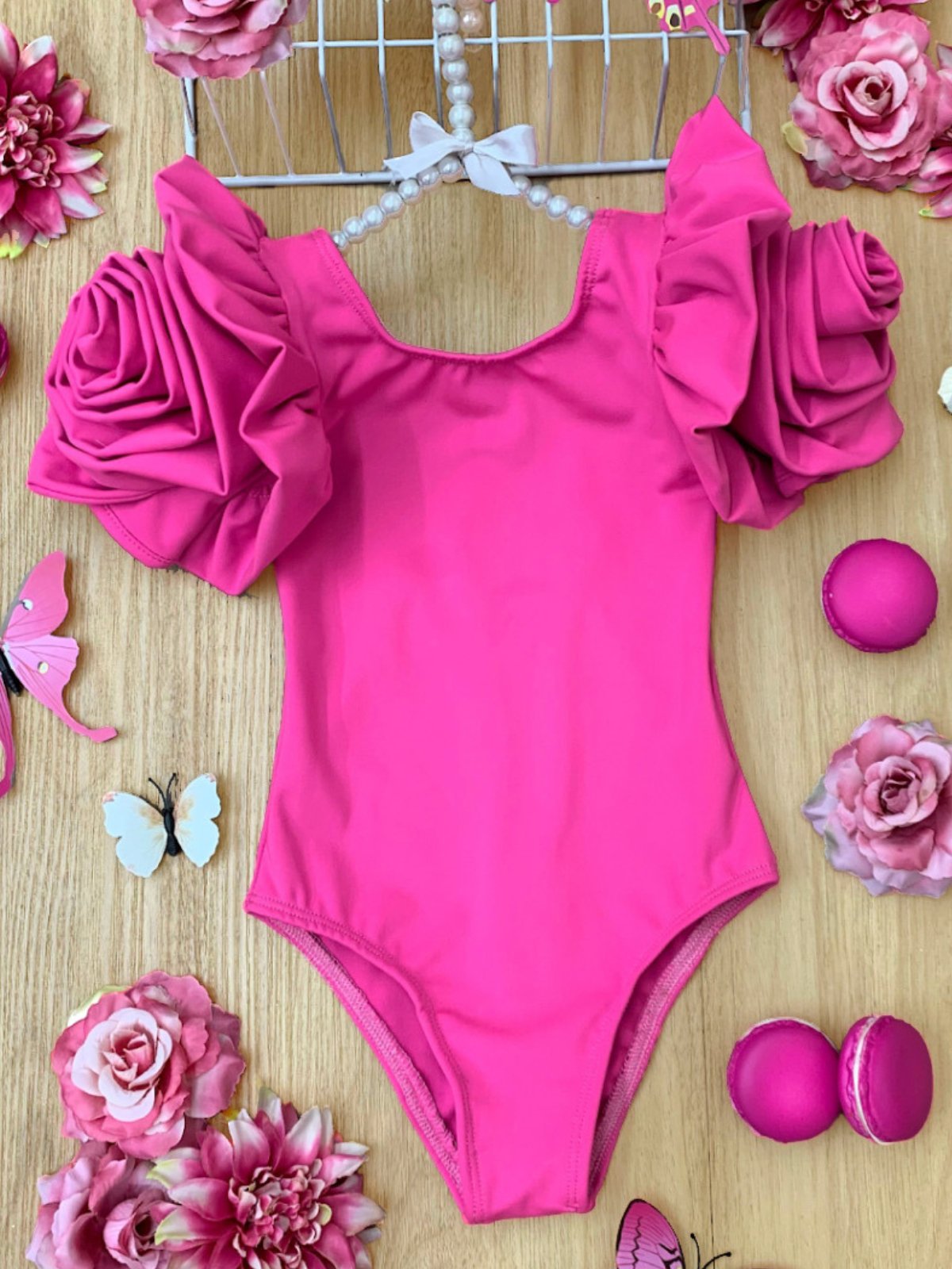 Girls Blooming Rose Pink One Piece Swimsuit | HONEYPIEKIDS 